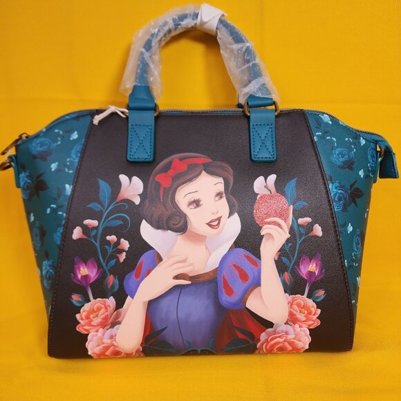 Loungefly Disney Princess Snow White Glitter Apple Floral Satchel Handbag NEW - Picture 12 of 12